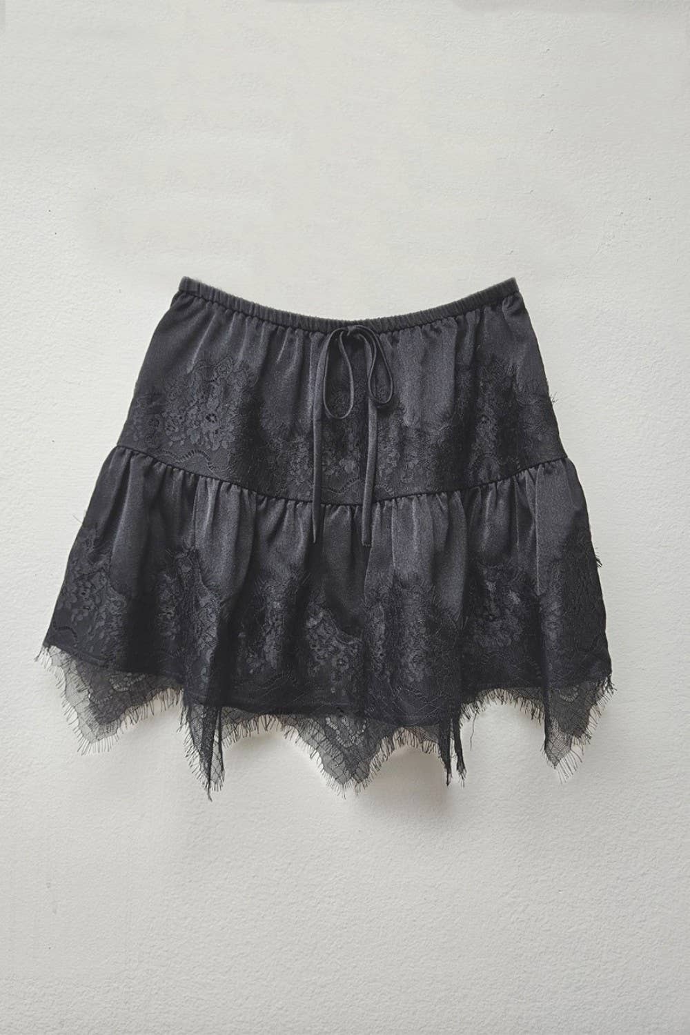 Satin Lace Mini Skirt