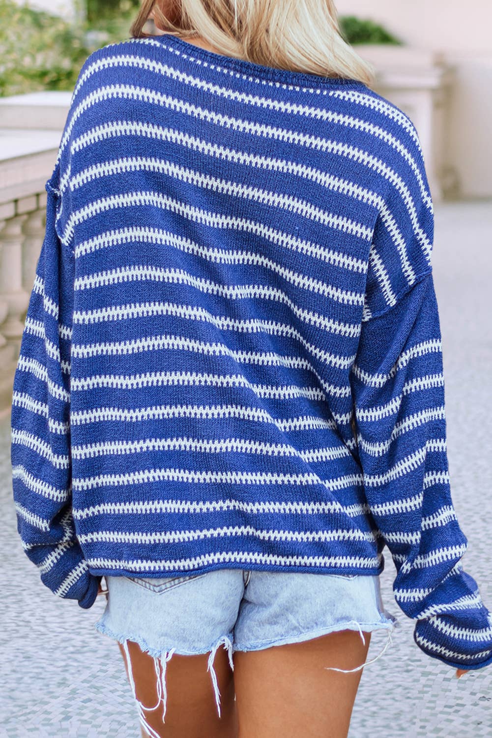 LDC Stripe Drop Shoulder Casual Sweater