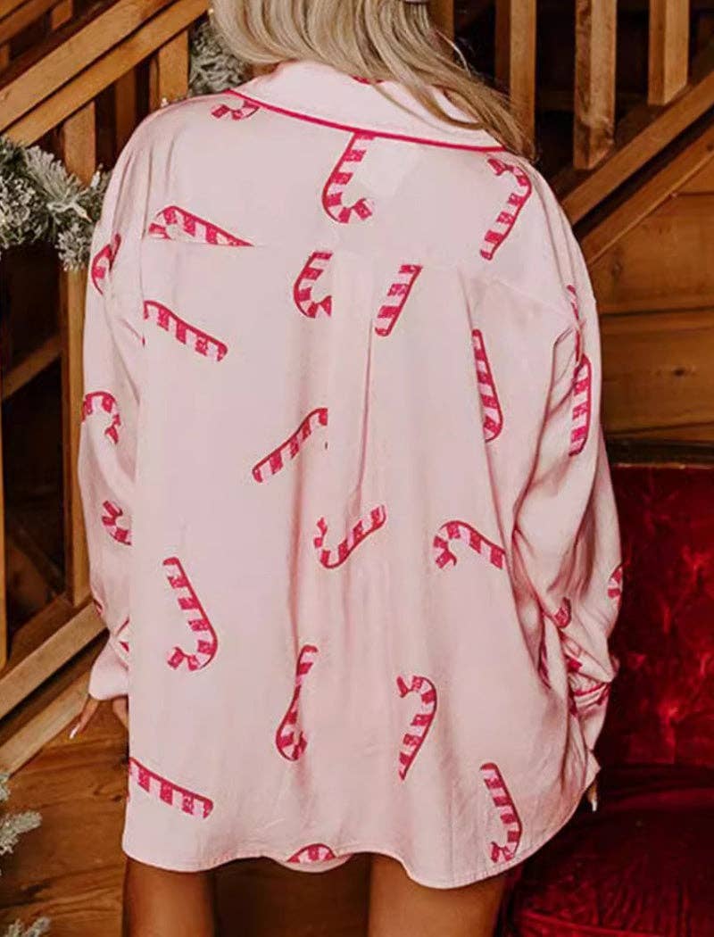 Candy cane silk pajamas