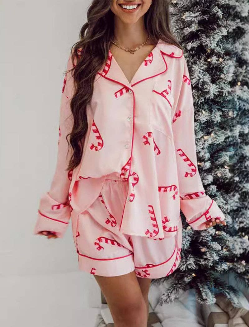 Candy cane silk pajamas