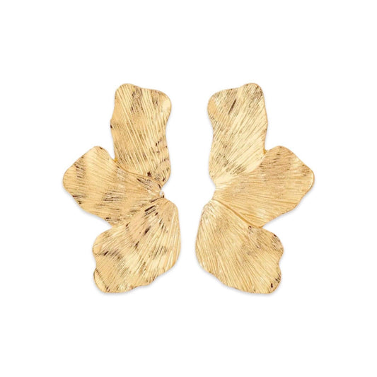 Gold Textured Petal Wing Earring