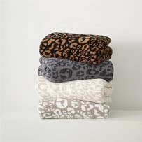 Luxe Leopard Throw Blanket - Stone Leopard