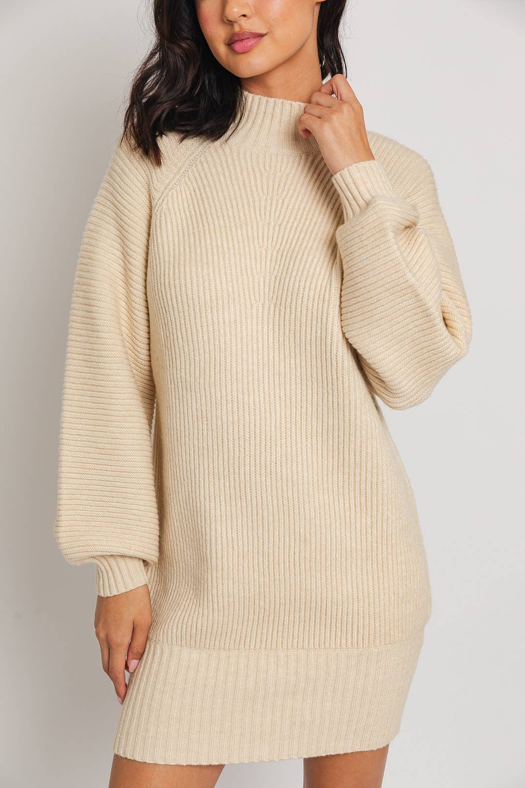 MOCK NECK COZY SWEATER DRESS