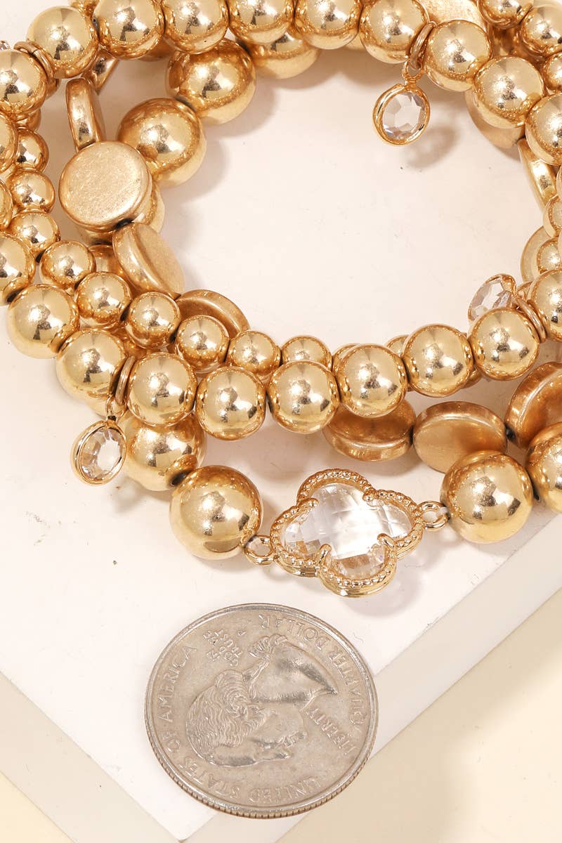 Metallic Ball Beaded Bracelet Set