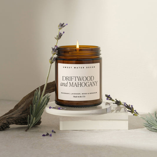 Driftwood and Mahogany 9 oz Soy Candle - Home Decor & Gifts