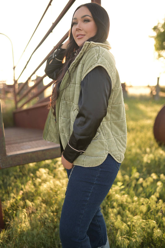 Olive Quilted Vest  