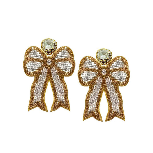 Christmas Holiday - Bow Earrings - Silver