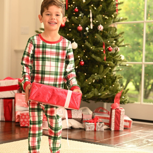 Christmas 2024 Pajamas- Kids Christmas Plaid- Buttflap