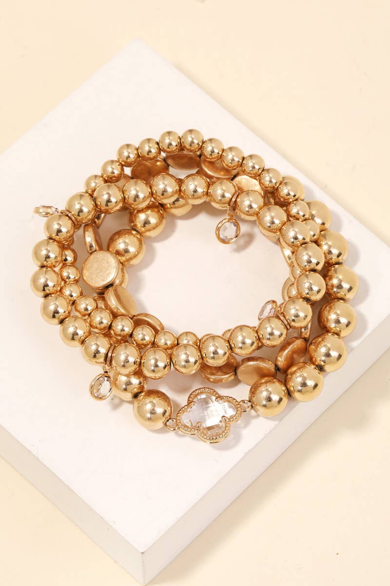 Metallic Ball Beaded Bracelet Set