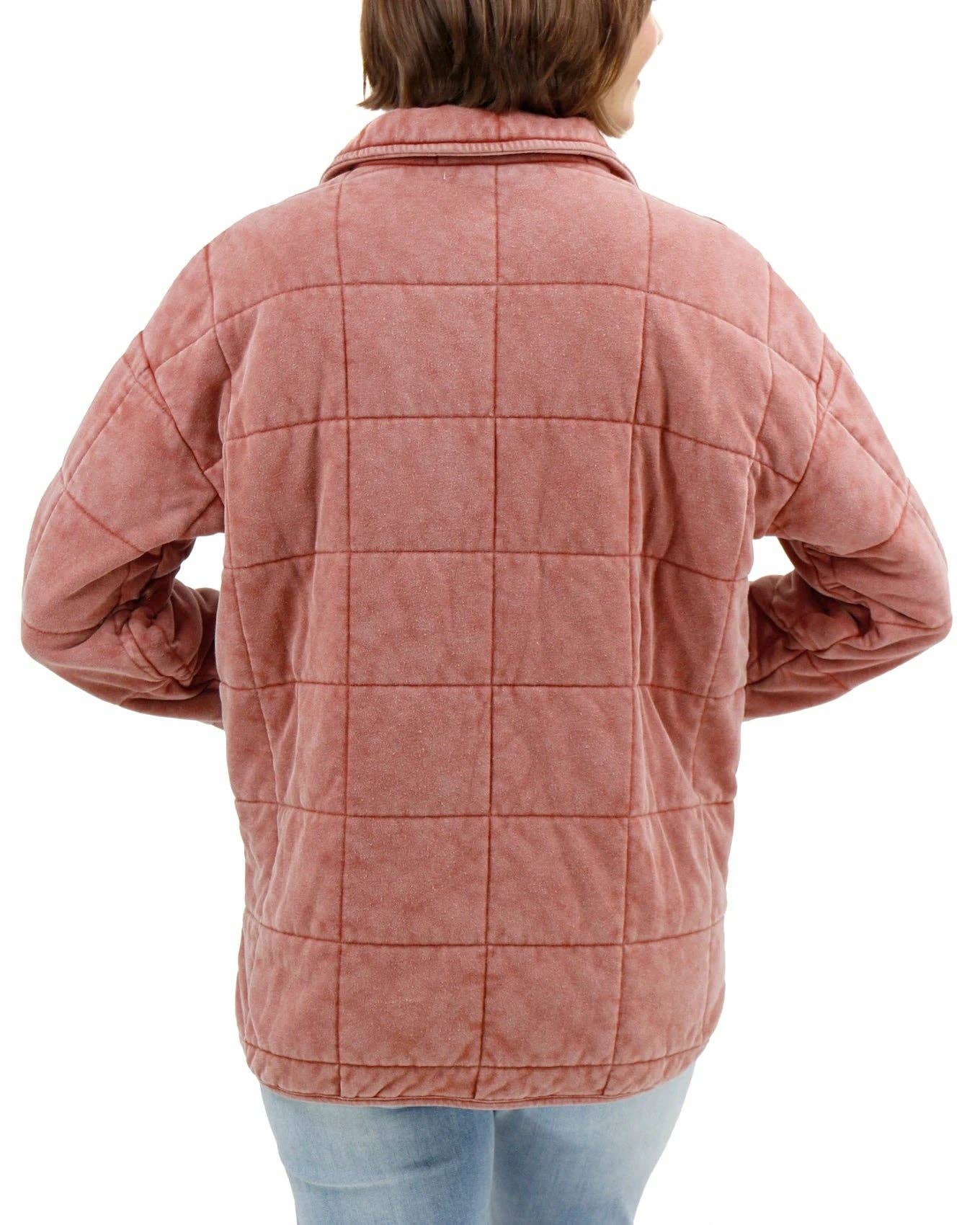 Mineral Washed Quilted Jacket in Terracotta