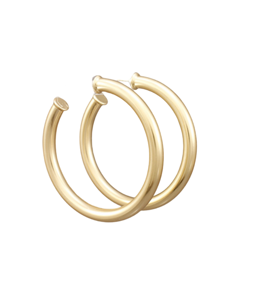 Large Brushed Gold Hoops | Everyday Hoops | Classic Hoops