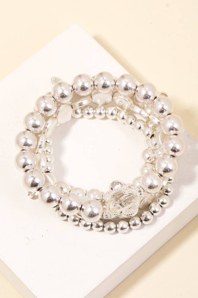 Metallic Ball Beaded Bracelet Set